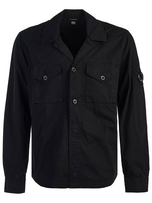 Logo Patch Cotton Long Sleeve Shirt Black - CP COMPANY - BALAAN 2