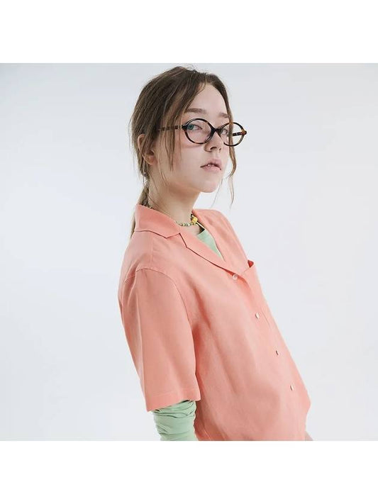 Tailored collar linen blend short sleeve shirt orange 0045 - VOYONN - BALAAN 2