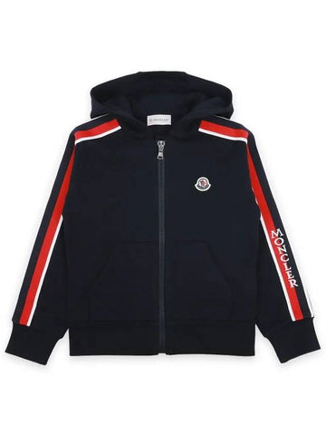 Kids Three Stripe Lining Wappen Patch Hood Zip up Navy 8G00032 899PS 778 8 10A - MONCLER - BALAAN 1