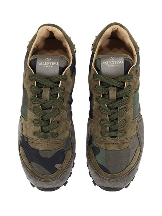 Camouflage Rockstud Low-Top Sneakers Khaki Grey - VALENTINO - BALAAN 3