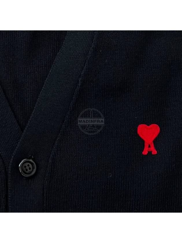 Red Heart Logo Merino Wool Cardigan Black - AMI - BALAAN 9