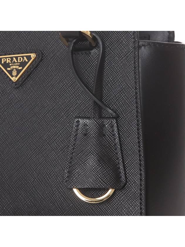 Triangle Logo Saffiano Leather Mini Tote Bag Black - PRADA - BALAAN 7