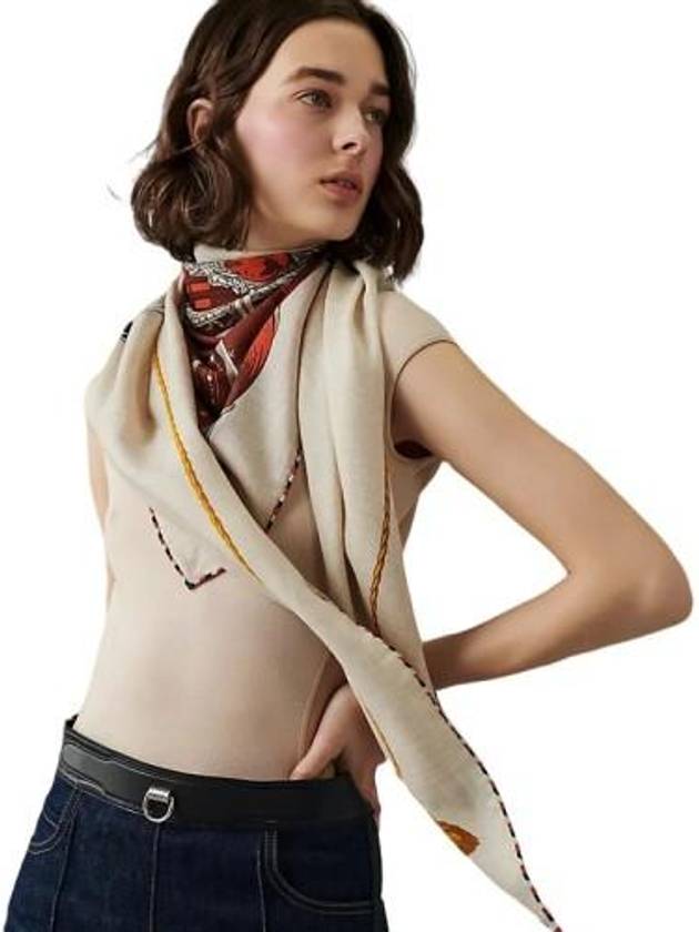 La Reale Giant Triangle Scarf Naturel Vermillon Noisette - HERMES - BALAAN 3