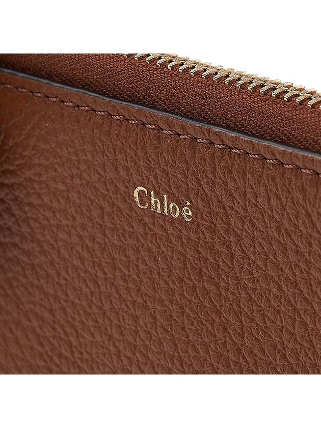 Alphabet Half Zipper Leather Card Wallet Brown - CHLOE - BALAAN 7