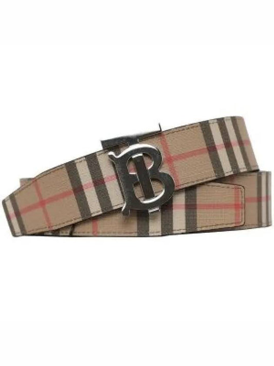 Reversible Monogram Motif Vintage Check Leather Belt Beige - BURBERRY - BALAAN 2