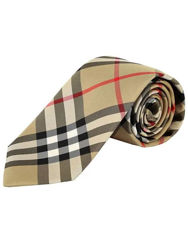 Men's Modern Cut Vintage Check Silk Tie Beige - BURBERRY - BALAAN 3