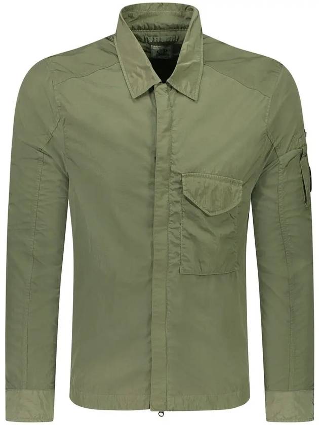 Men's Chrome R Over Shirt Zip Up Jacket Green - CP COMPANY - BALAAN 3