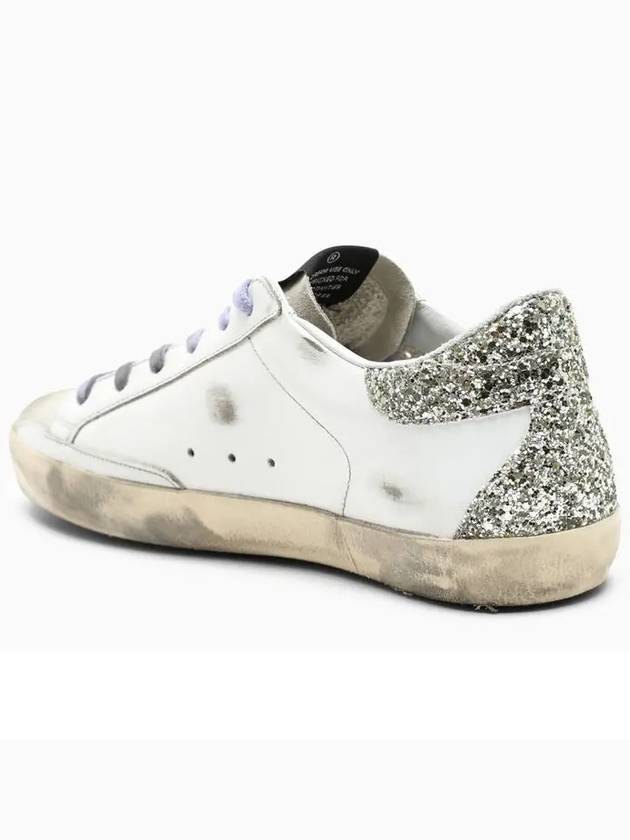 Superstar Glitter Tab Leather Low Top Sneakers Silver White - GOLDEN GOOSE - BALAAN 5