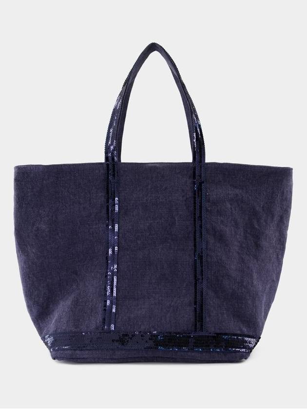 Cabas L Shopper Bag - Vanessa Bruno - Linen - Blue - VANESSA BRUNO - BALAAN 1