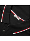 Stripe Trimming Logo Short Sleeve Polo Shirt Black - MONCLER - BALAAN 3