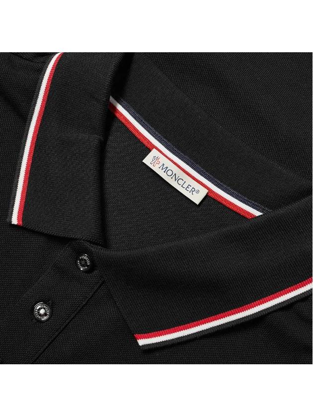 Stripe Trimming Logo Short Sleeve Polo Shirt Black - MONCLER - BALAAN 3