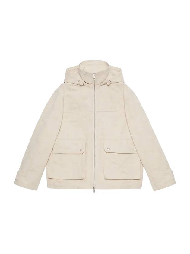 Jumbo GG Canvas Puffer Hooded Jacket White - GUCCI - BALAAN 2