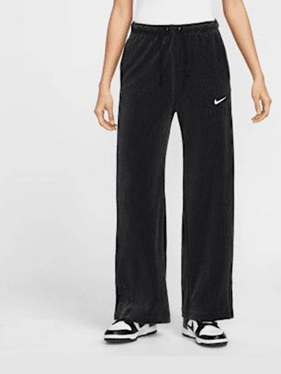 Sportswear Velor High Waist Wide Leg Track Pants Black - NIKE - BALAAN 2