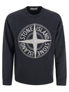 Garment Dyed Stitches Four Print Crewneck Sweatshirt Navy - STONE ISLAND - BALAAN 1