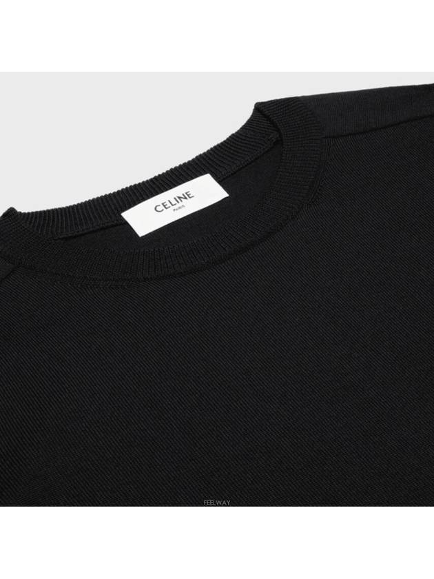 Triomphe Crew Neck Wool Knit Top Black - CELINE - BALAAN 4