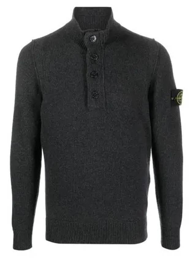 Wappen Patch Button Knit Top Charcoal - STONE ISLAND - BALAAN 2