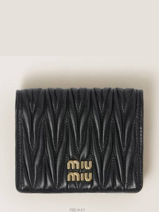 Matelasse Leather Half Wallet Black - MIU MIU - BALAAN 2