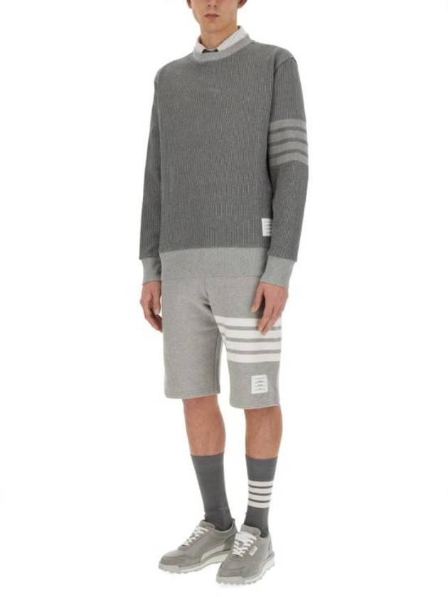 4 Bar Crew Neck Sweatshirt Grey - THOM BROWNE - BALAAN 3