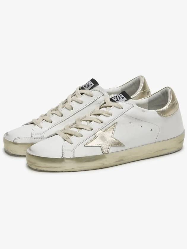 Women's Gold Sparkle Foxing Metal Stud Lettering Superstar Low Top Sneakers White - GOLDEN GOOSE - BALAAN 3