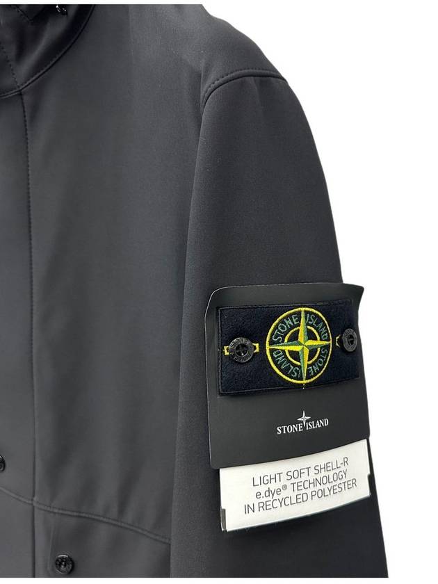 Logo Light Soft Shell Jacket Black - STONE ISLAND - BALAAN 4