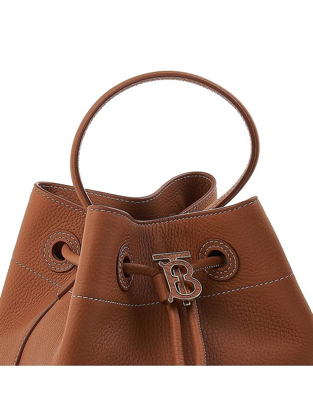 TB Logo Leather Small Bucket Bag Brown - BURBERRY - BALAAN 9