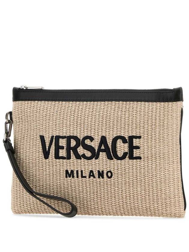 logo embroidered raffia clutch bag 10062431A09445 - VERSACE - BALAAN 5