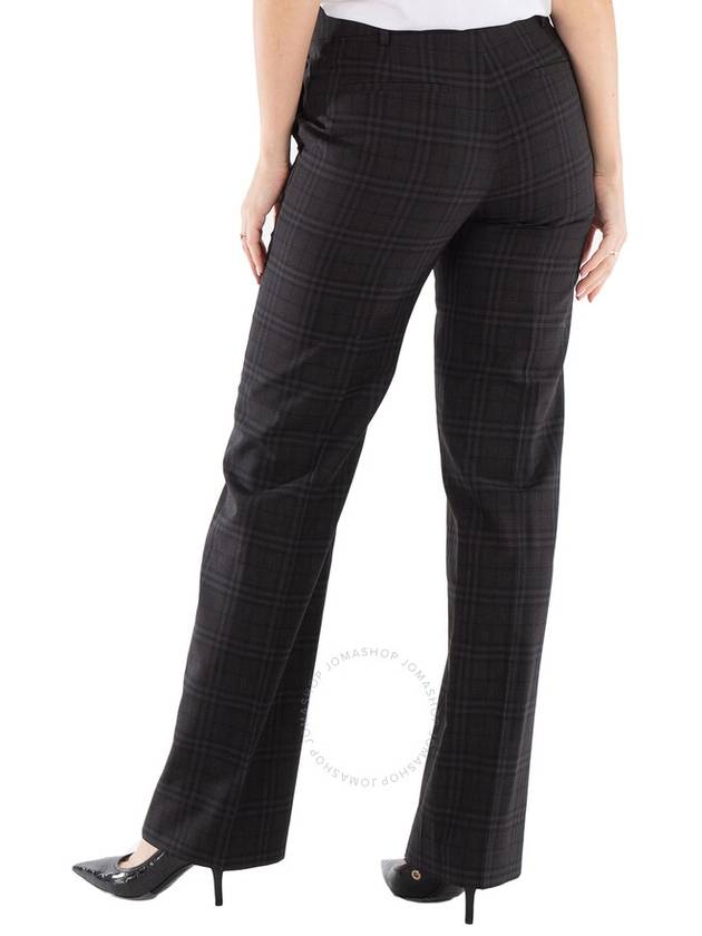 Women's Check Pattern Wool Tailored Straight Pants Black - BURBERRY - BALAAN 4