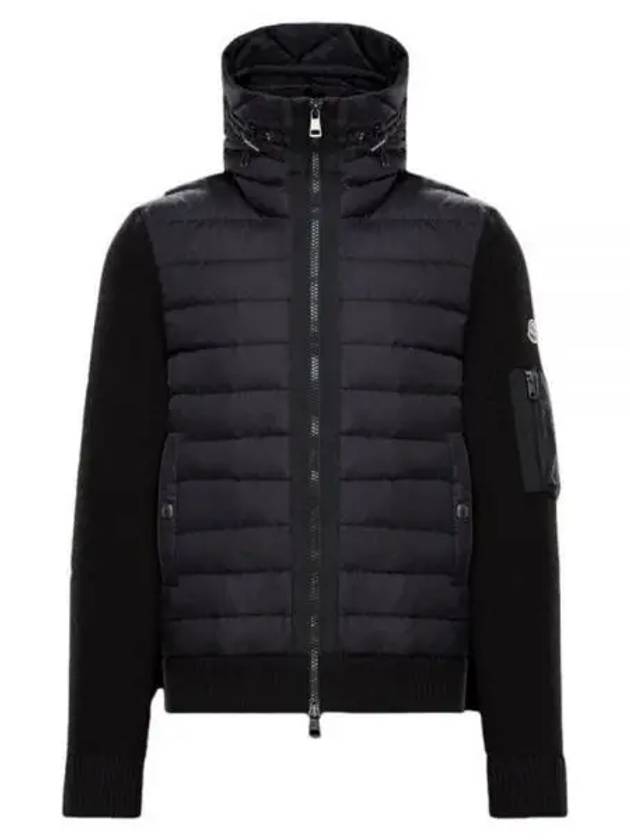 Padded Wool Hooded Zip-Up Cardigan Black - MONCLER - BALAAN 2