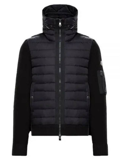 Padded Wool Hooded Zip-Up Cardigan Black - MONCLER - BALAAN 2