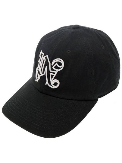 Embroidered Monogram Base Ball Cap Black - PALM ANGELS - BALAAN 2