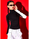 Women's Color Turtleneck White Black - RAWMANTICS - BALAAN 2