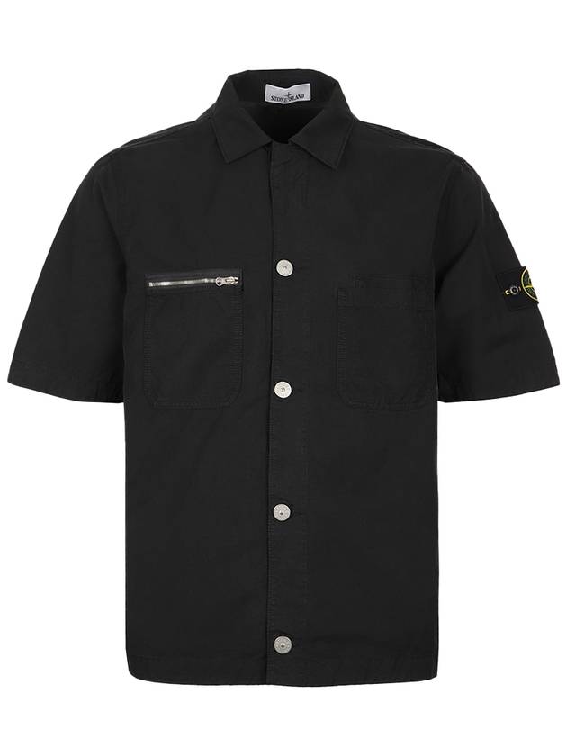 Men s Logo Patch Short Sleeve Shirt Black - STONE ISLAND - BALAAN 2