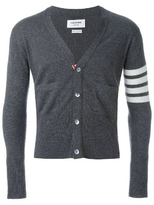 Men's Diagonal Classic Cashmere Cardigan Mid Grey - THOM BROWNE - BALAAN 2