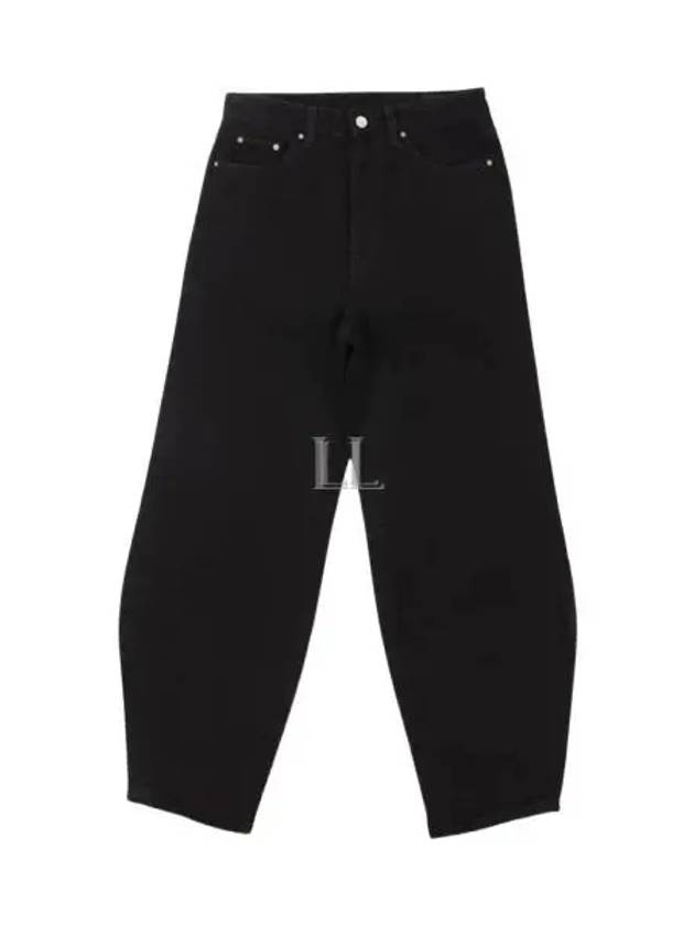 High Waist Barrel Leg Cropped Wide Jeans Black - TOTEME - BALAAN 2