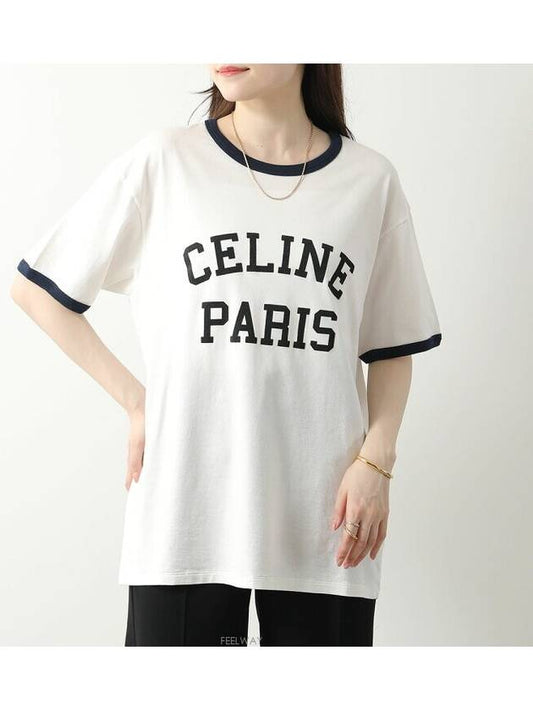 Paris Loose Cotton Jersey Short Sleeve T-Shirt White - CELINE - BALAAN 2