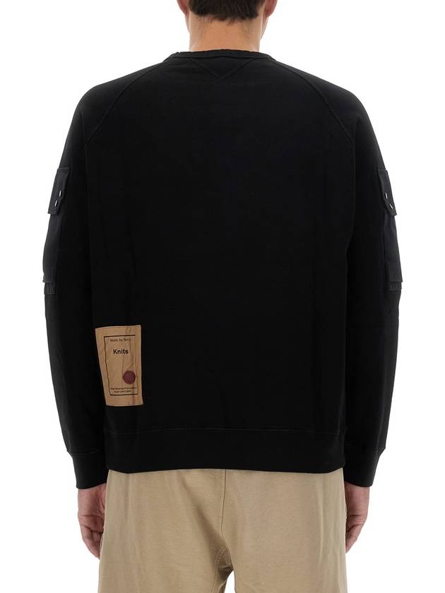 Multi-pocket Snap Crew Neck Sweatshirt Black - TEN C - BALAAN 4