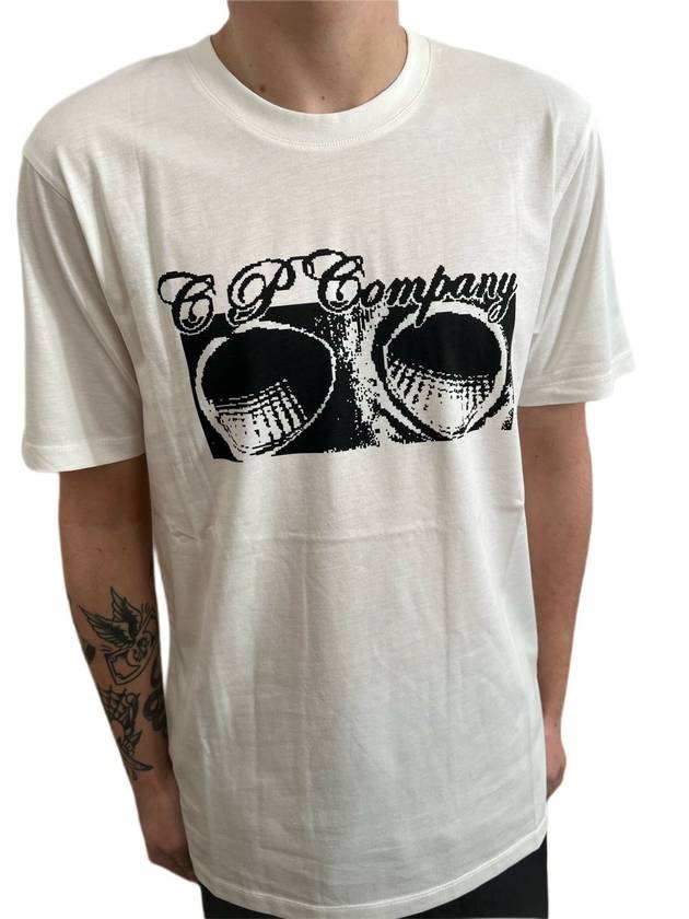 Print Cotton Short Sleeve T-Shirt White - CP COMPANY - BALAAN 1