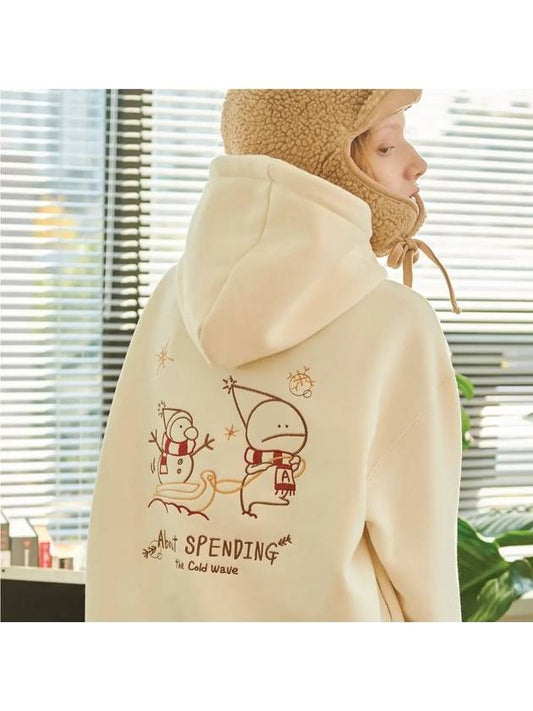 Women's Winter Hoooly Ambroid Hooded Top Cream - CPGN STUDIO - BALAAN 2