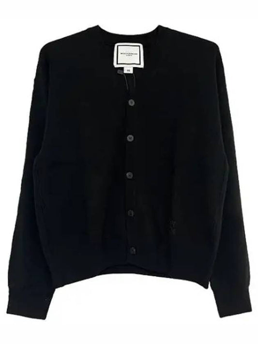 Embroidered patch V-neck wool cardigan black men's jacket W233KN03504B - WOOYOUNGMI - BALAAN 1