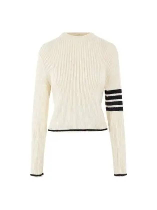 4 Bar Stripe Cable Knit Top White - THOM BROWNE - BALAAN 2