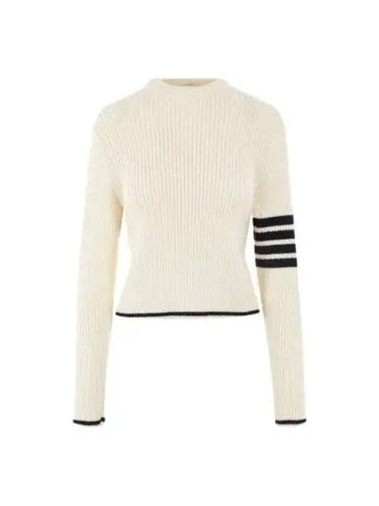 4 Bar Stripe Cable Knit Top White - THOM BROWNE - BALAAN 2