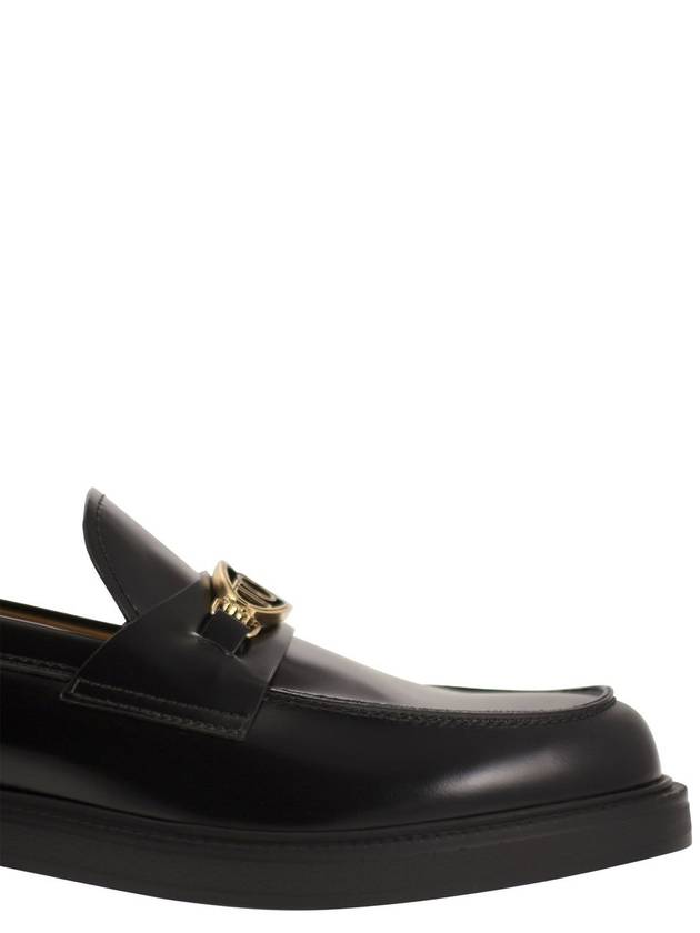 Metal Logo Leather Loafers Black - TOD'S - BALAAN 7