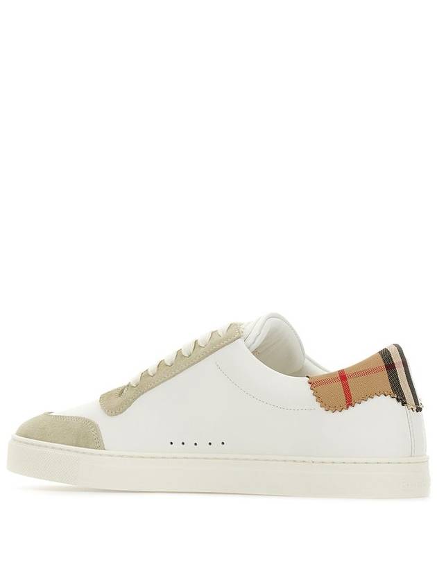 Leather Suede Check Cotton Low Top Sneakers White - BURBERRY - BALAAN 4