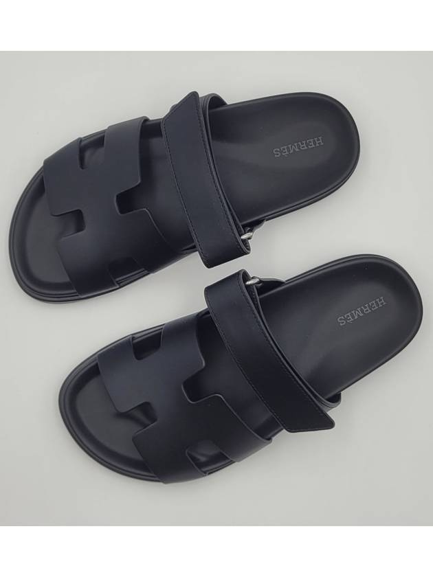 Hermes Chypre H Logo Calfskin Sandals Black - HERMES - BALAAN 7