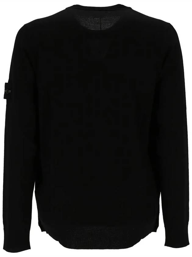 Logo Patch Round Neck Knit Top Black - STONE ISLAND - BALAAN 3