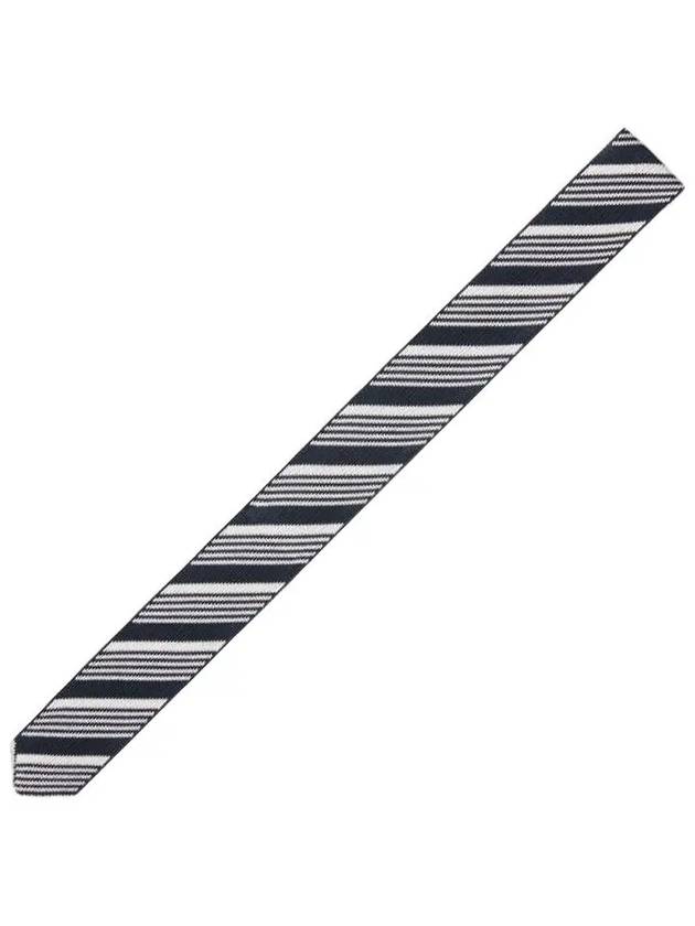 jacquard striped silk tie navy - THOM BROWNE - BALAAN.