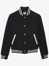 Teddy Wool Bomber Jacket  Black - SAINT LAURENT - BALAAN 2