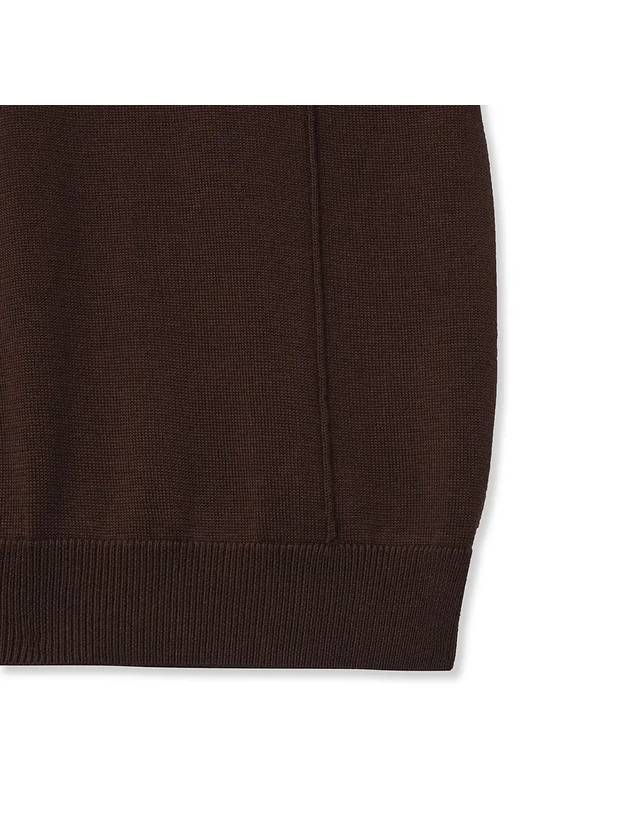 Wool Polo Half Knit Top Brown - NOIRER FOR WOMEN - BALAAN 7