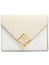 FF Diamond Tri-Fold Leather Half Wallet White - FENDI - BALAAN 2