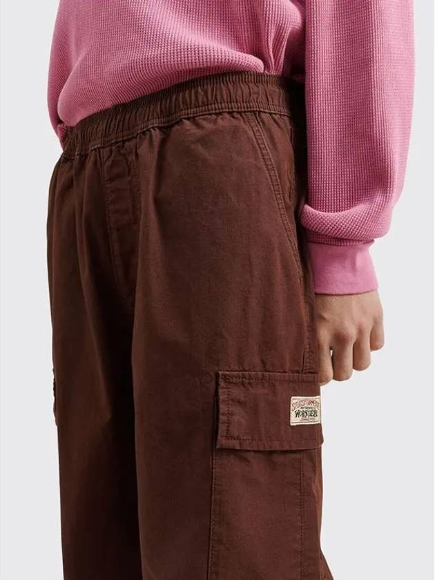 Logo Patch Cargo Pockets Ripstop Drawstring Pants Brown - STUSSY - BALAAN 5